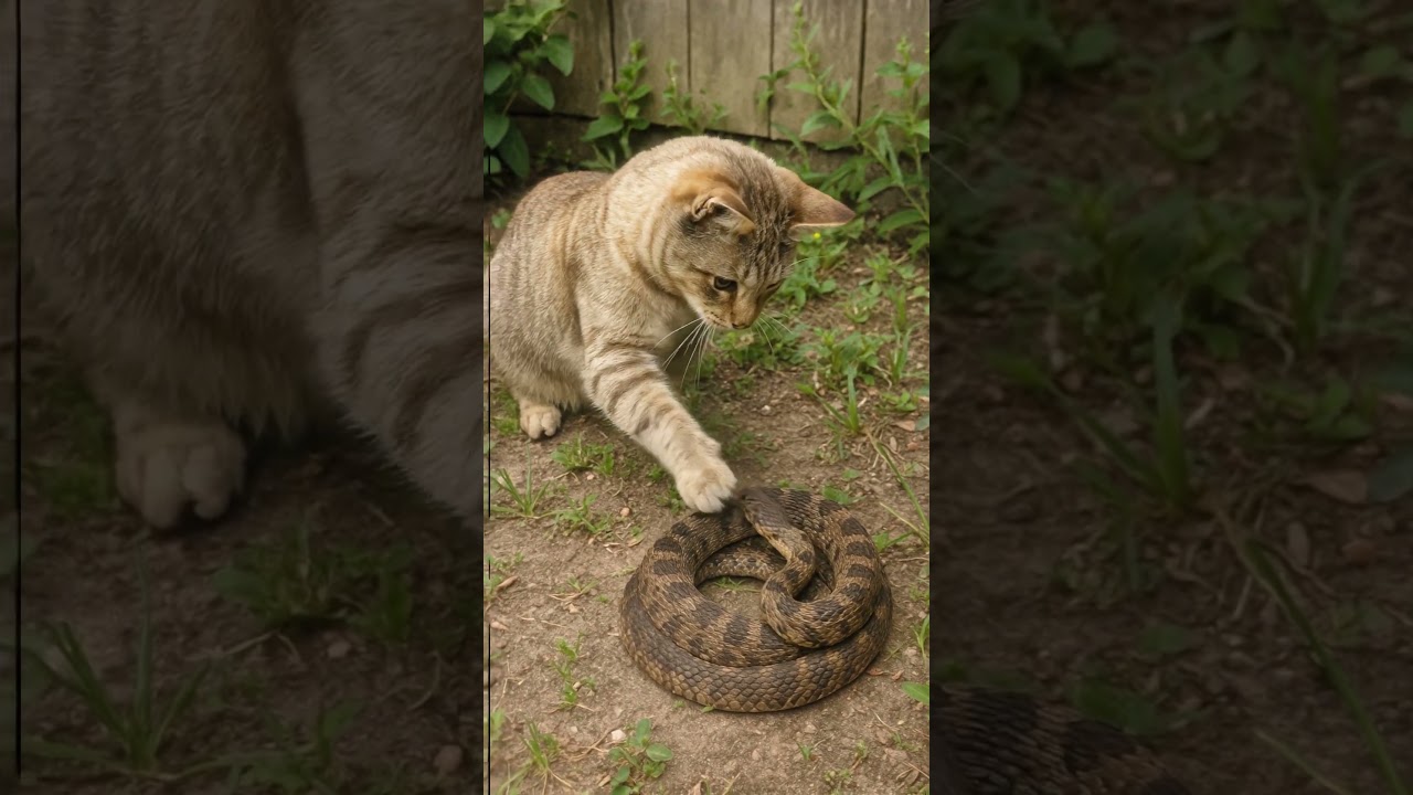 חתול נלחם בנחש - תיעוד נדיר